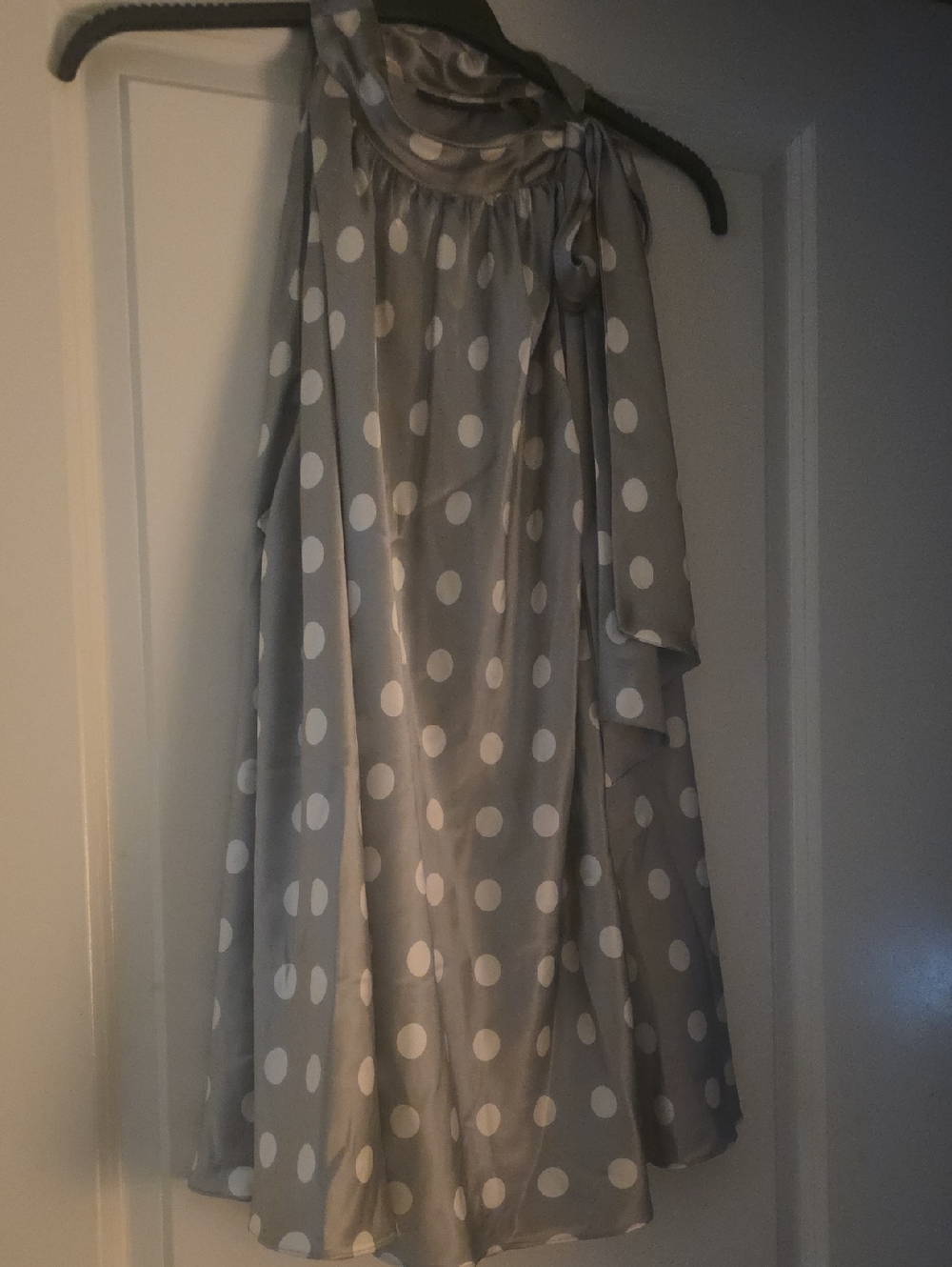 I.N.C. International Concepts Silk Polka Dot Lined Top - Gray & White